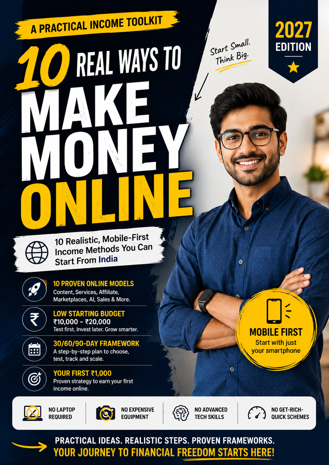 10 Real Ways to Make Money Online — India 2027 Edition, eBook cover